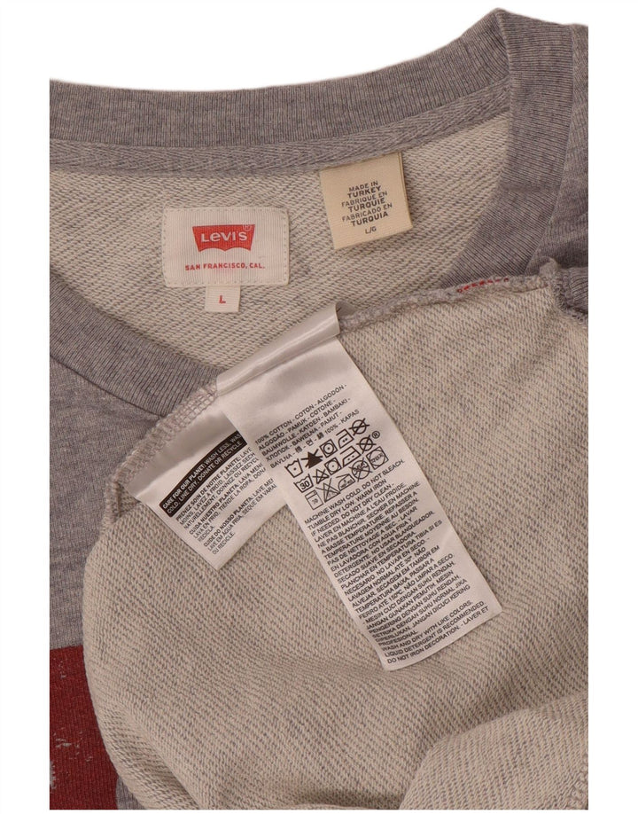 Suéter gráfico masculino Levi's grande algodão manchado cinza