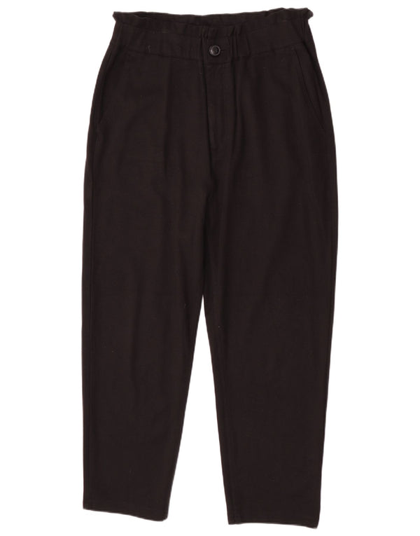 Calça feminina Zara cintura alta cônica cortada grande W30 L24 preta viscose