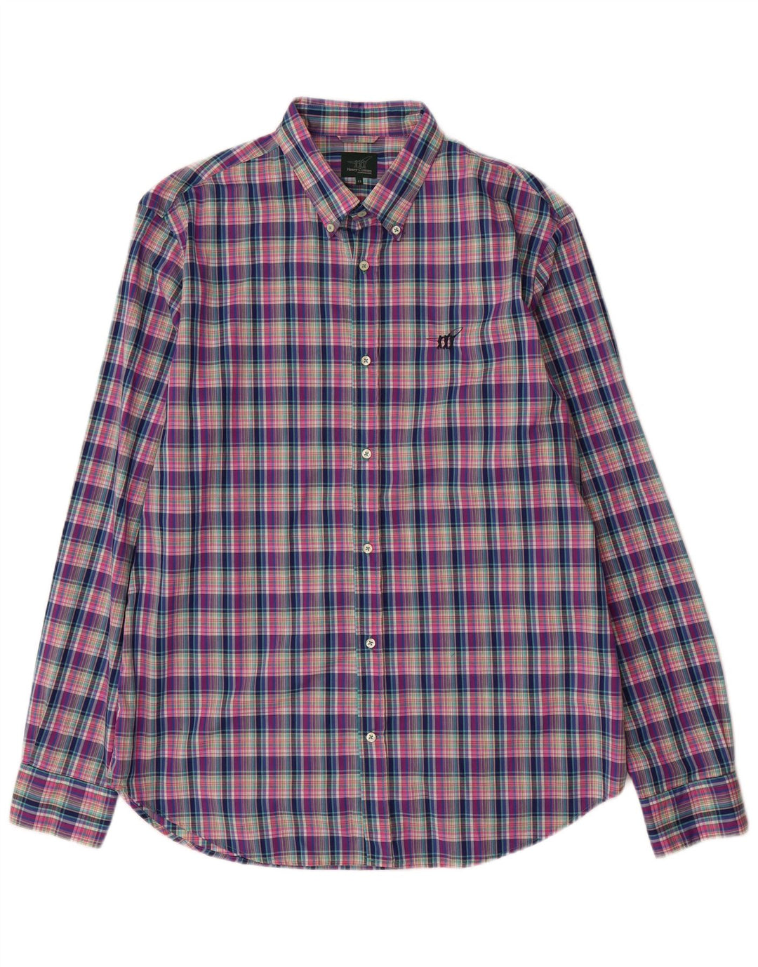 Camisa masculina Henry Cottons tamanho 43 XL algodão xadrez multicolorido
