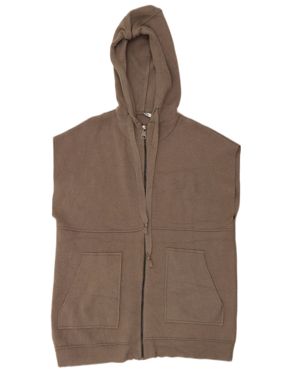 Suéter cardigã masculino Zara com capuz sem mangas grande viscose marrom