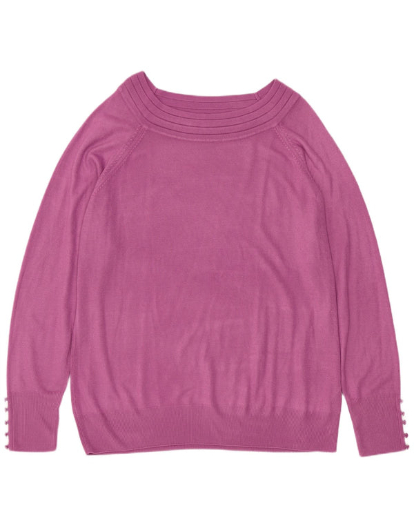 Suéter feminino Marks & Spencer com gola canoa Reino Unido 22 2XL roxo acrílico