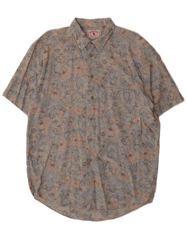 Camisa masculina de manga curta VINTAGE XL Rayon floral multicolorido