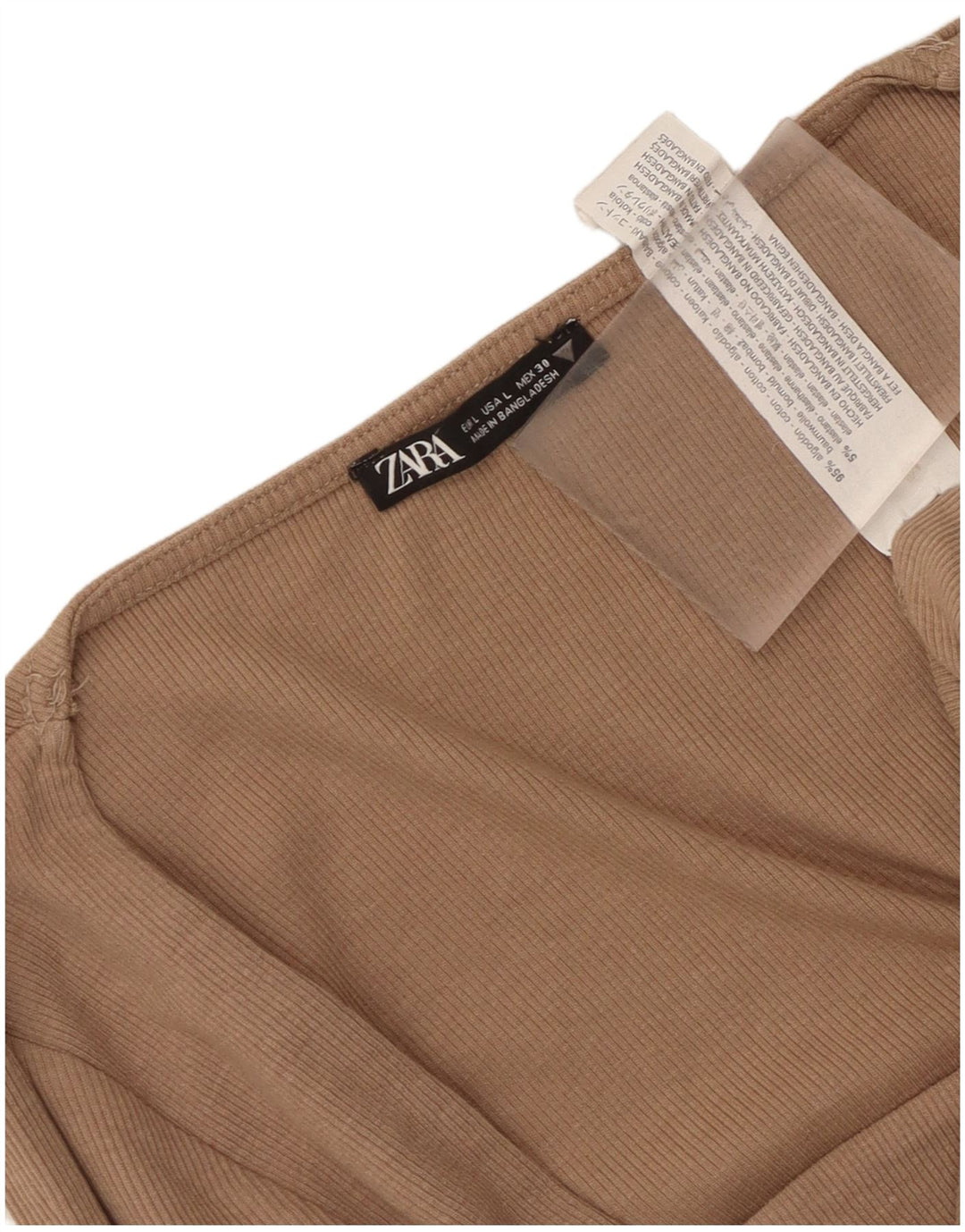 Zara Womens Crop Top Manga Longa Reino Unido 14 Grande Algodão Cinza