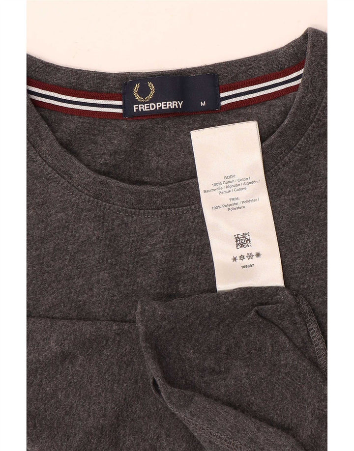 Camiseta masculina Fred Perry algodão manchado cinza médio