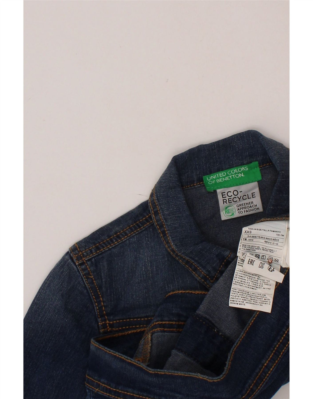 Jaqueta jeans masculina BENETTON 3-4 anos 2XS algodão azul