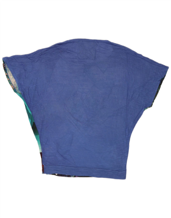 Blusa feminina Batwing DESIGUAL UK 10 pequena viscose floral azul