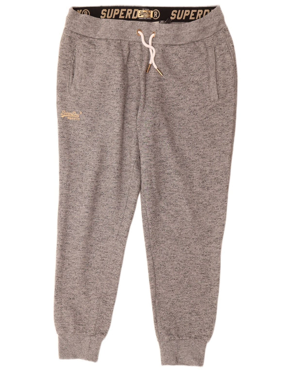 Calça de treino feminina Superdry Joggers UK 16 grande algodão manchado cinza