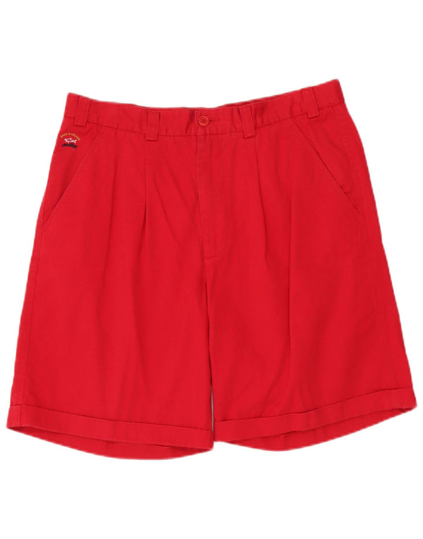Paul & Shark Mens Yachting Chino Shorts IT 50 Grande W34 Algodão Vermelho