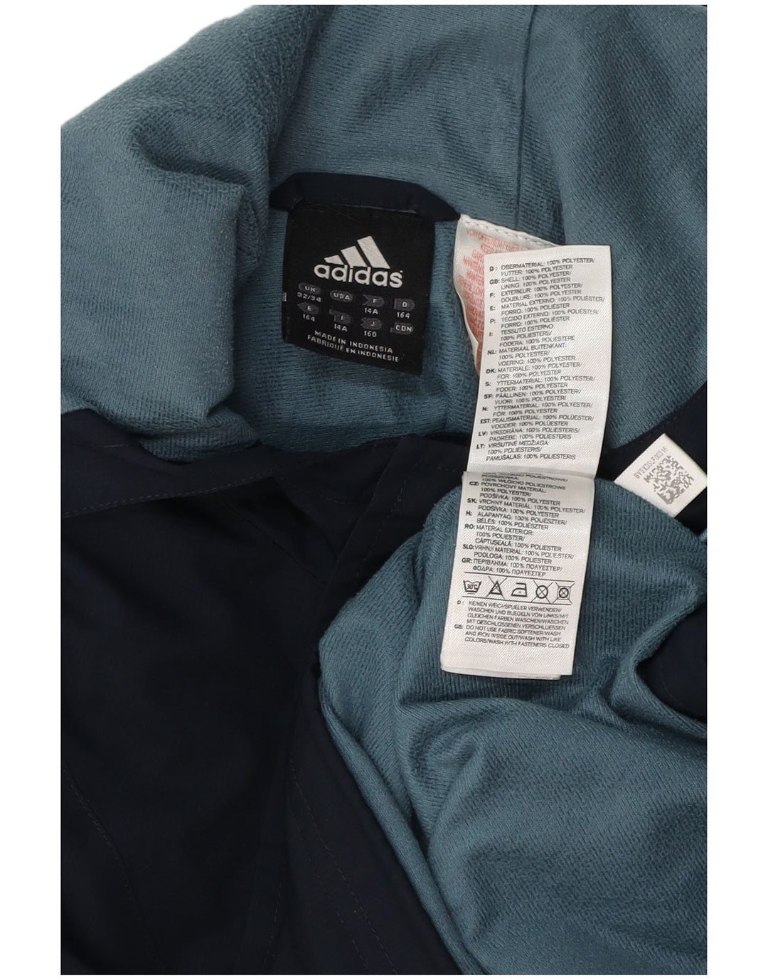 Jaqueta de chuva Anorak com capuz para meninos ADIDAS 13-14 anos azul marinho poliéster