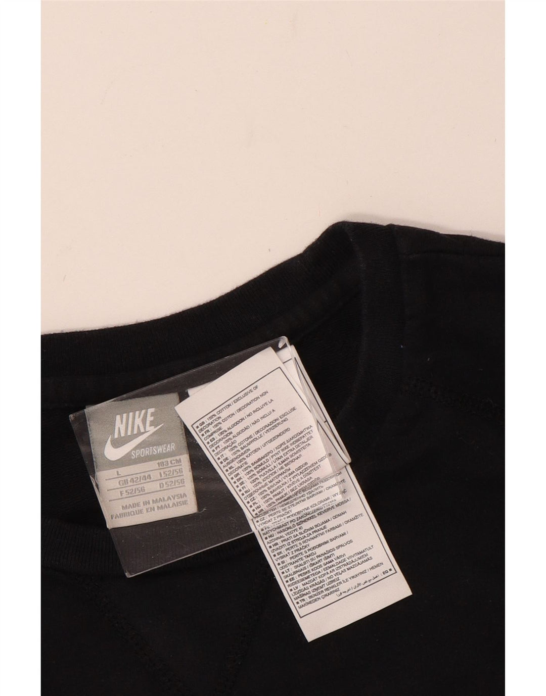 NIKE Mens Graphic Sweatshirt Jumper UK 42/44 Grande Algodão Preto