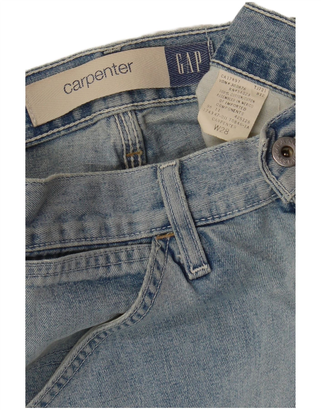 Shorts jeans Carpenter Cargo masculino GAP W28 pequeno algodão azul