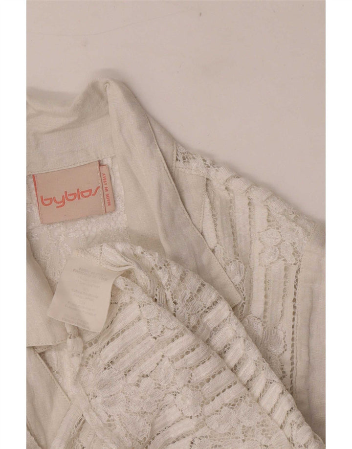 Blusa feminina Byblos sem mangas IT 42 algodão floral branco médio