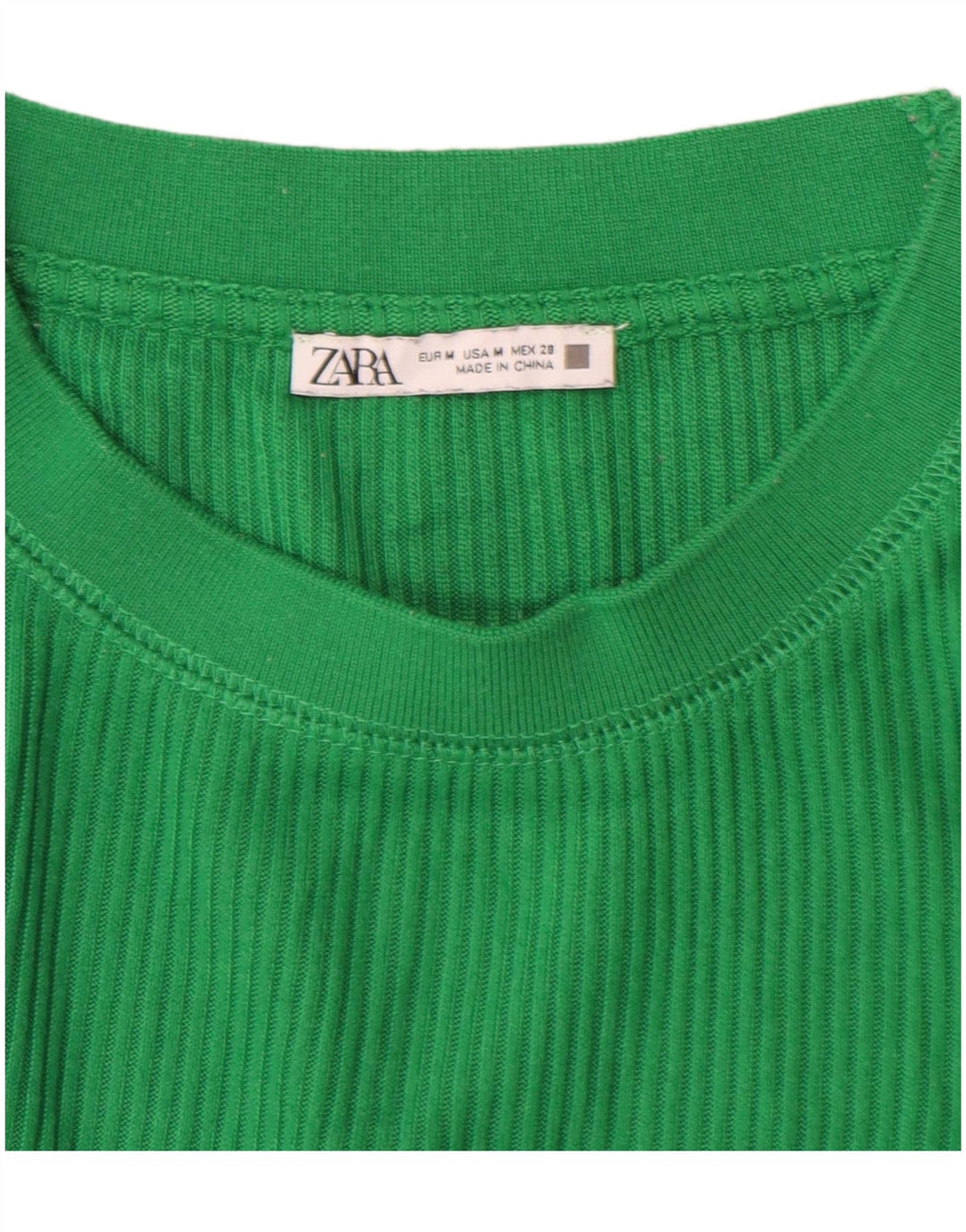 Top feminino ZARA manga comprida UK 14 verde médio