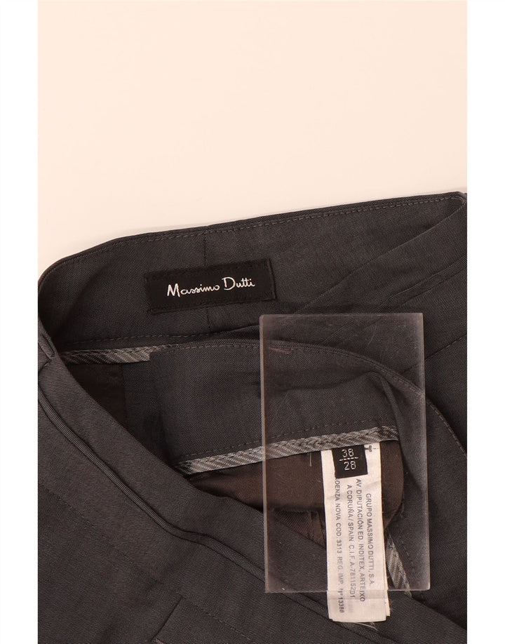 Calça feminina MASSIMO DUTTI de terno reto UE 38 pequena W28 L33 lã cinza