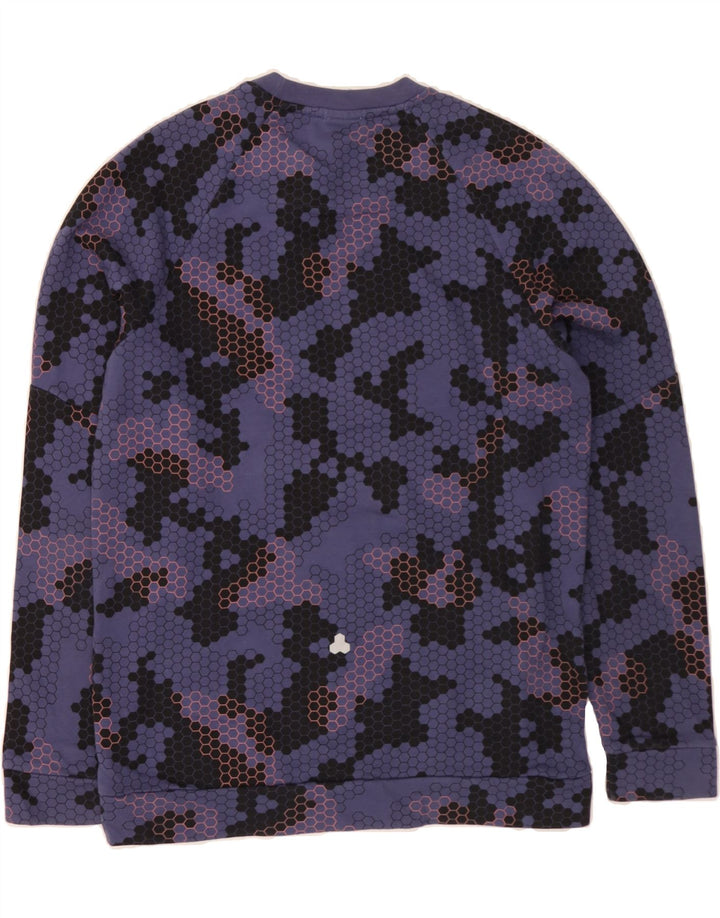 REEBOK Womens Sweatshirt Jumper UK 14 Medium Purple Geometric Cotton Vintage Reebok and Second-Hand Reebok from Messina Hembry 