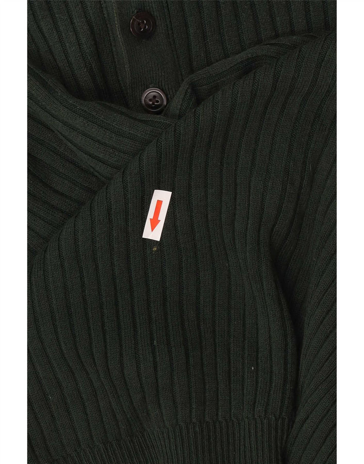Suéter masculino Nautica com gola e botão grande de algodão verde