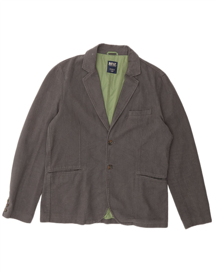 Jaqueta Blazer Masculina Rifle com 2 Botões UK 44 2XL Algodão Cinza