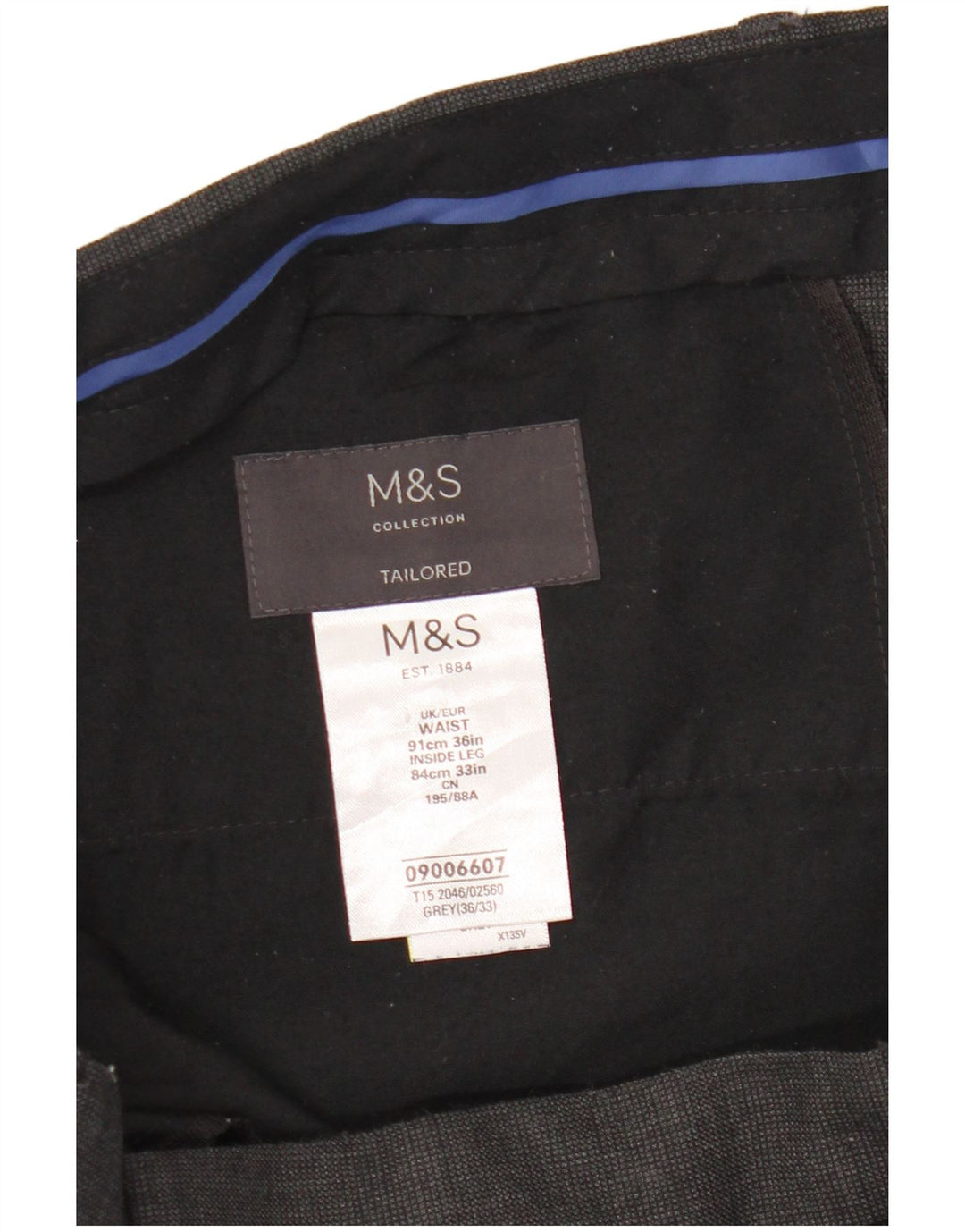Calça masculina sob medida Marks & Spencer W36 L33 cinza xadrez lã