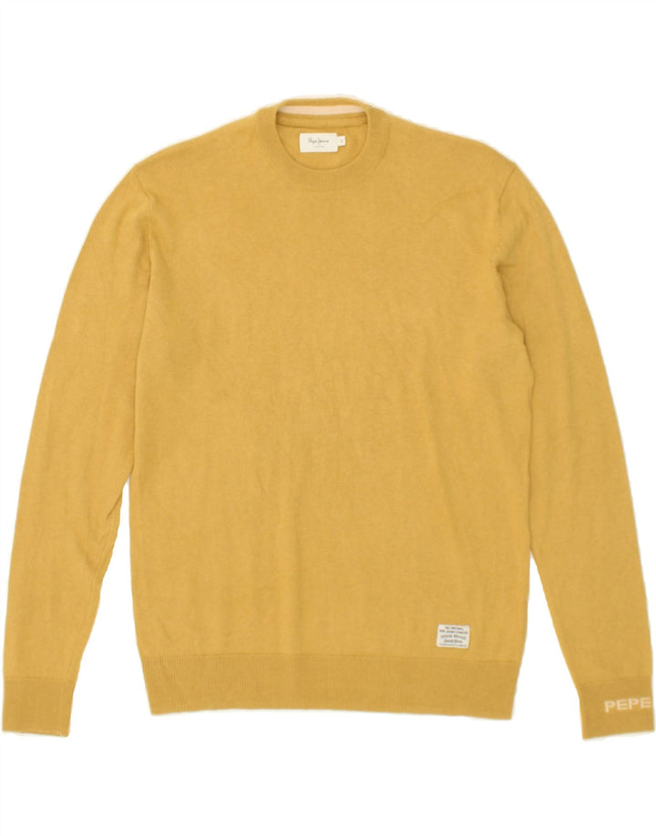 PEPE JEANS Mens Graphic Crew Neck Jumper Sweater Small Yellow Cotton Vintage PEPE Jeans and Second-Hand PEPE Jeans from Messina Hembry 