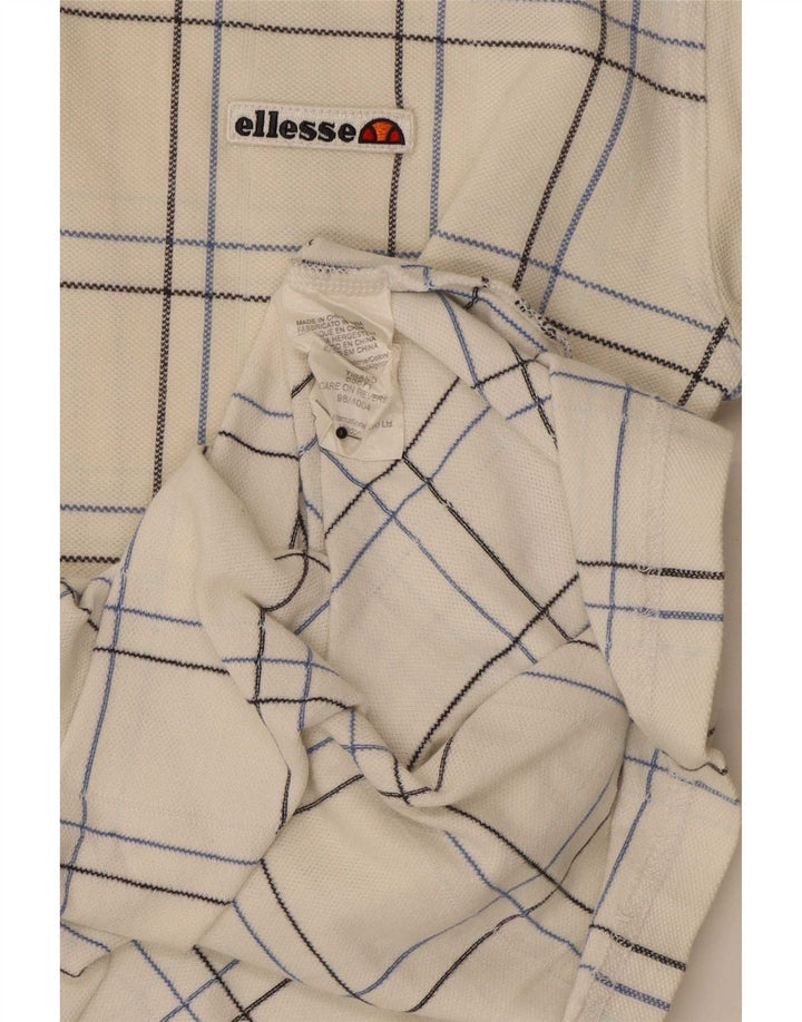 Camisa polo masculina Ellesse de algodão xadrez médio branco