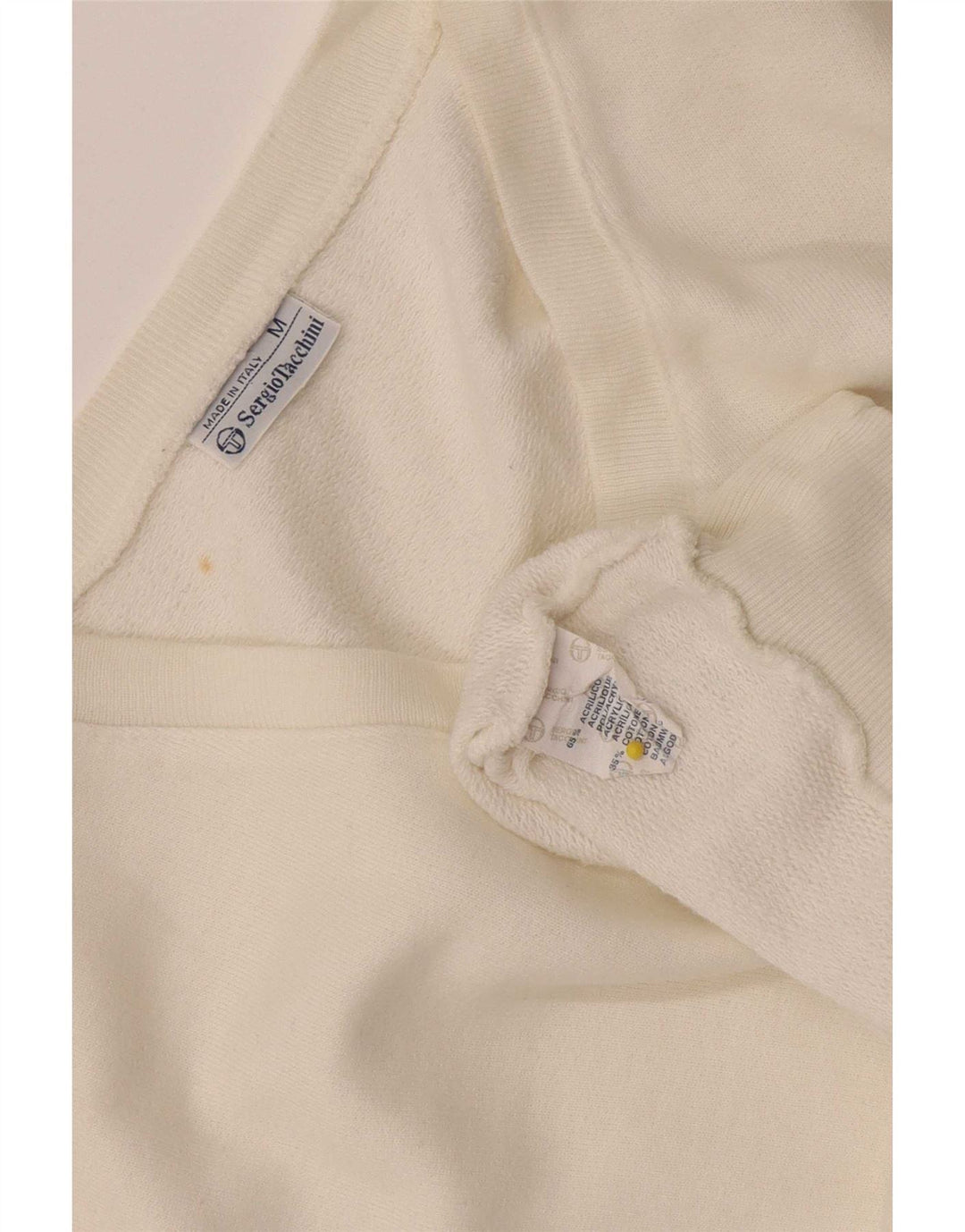 Sergio Tacchini moletom masculino sem mangas jumper médio branco acrílico
