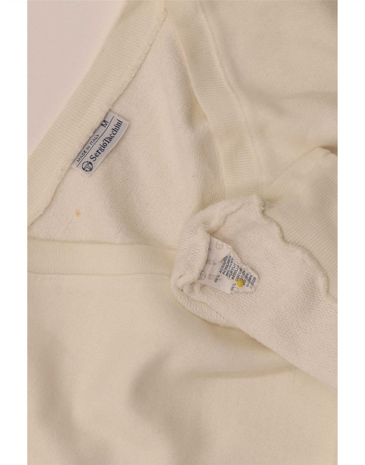 Sergio Tacchini moletom masculino sem mangas jumper médio branco acrílico