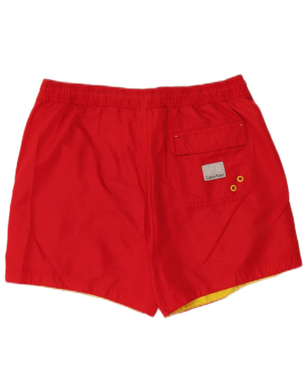 CALVIN KLEIN Mens Espana Graphic Natação Shorts Médio Vermelho Colourblock