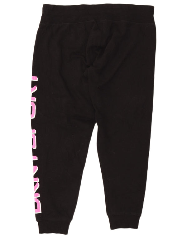 DKNY Womens Graphic Tracksuit Trousers Joggers UK 16 Large Black Cotton