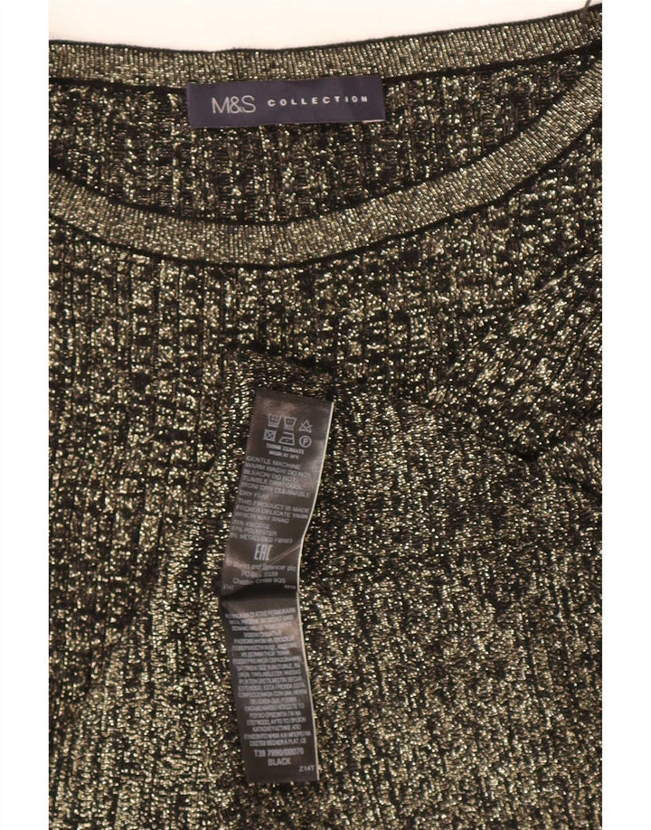 Suéter feminino Marks & Spencer com gola canoa e viscose preta média Reino Unido 12