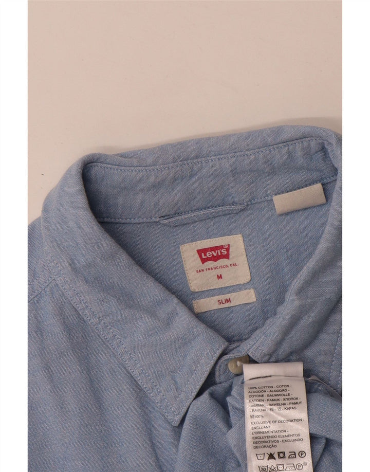 Camisa Slim Masculina Levi's Azul Médio Algodão