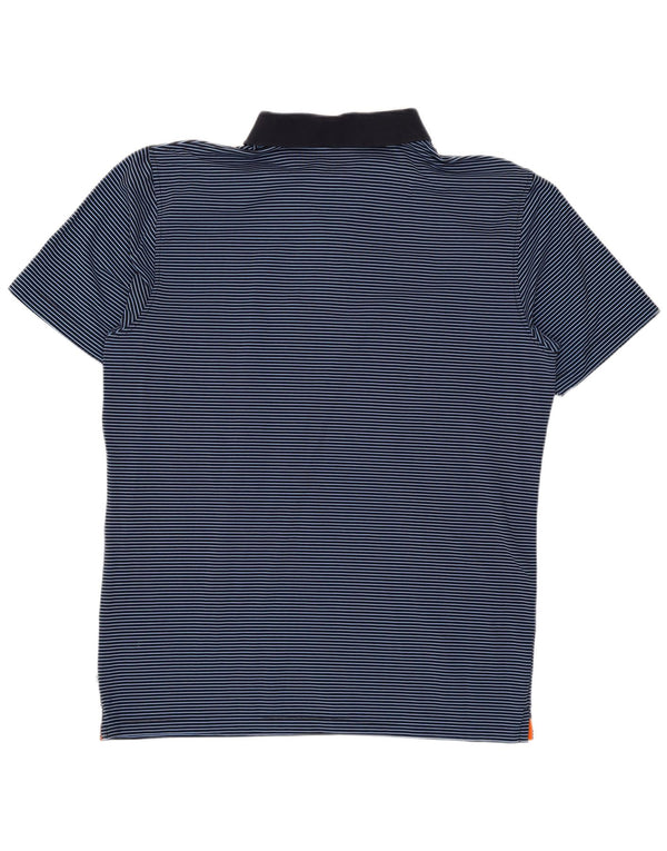 Camisa polo masculina Calvin Klein grande algodão listrado azul marinho