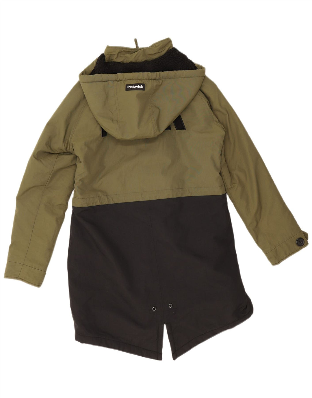 Jaqueta Parka feminina grande com capuz Pickwick Reino Unido 10 bloco colorido verde pequeno