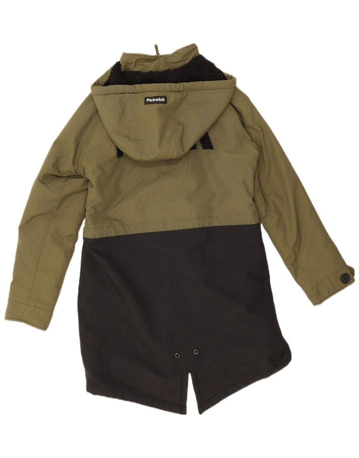 Jaqueta Parka feminina grande com capuz Pickwick Reino Unido 10 bloco colorido verde pequeno
