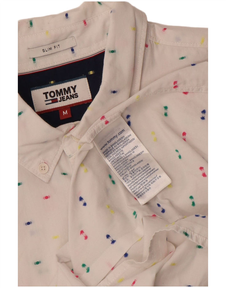 Camisa masculina Tommy Hilfiger Slim Fit médio algodão manchado branco