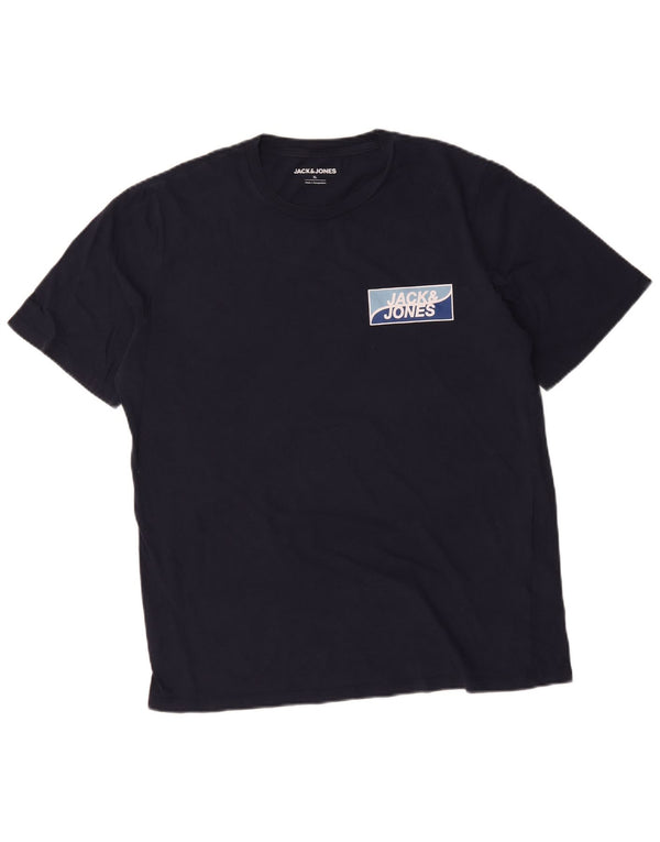 Camiseta gráfica masculina Jack & Jones Top XL algodão azul marinho