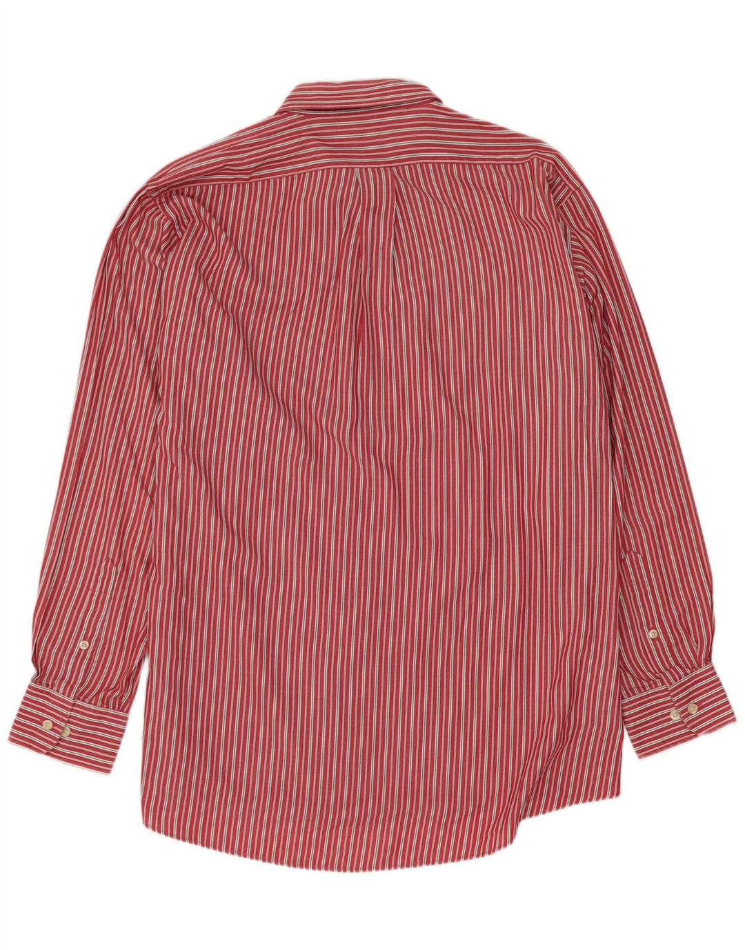 Camisa masculina Chaps tamanho 16 1/2 grande algodão listrado vermelho