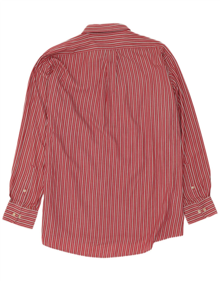 Camisa masculina Chaps tamanho 16 1/2 grande algodão listrado vermelho