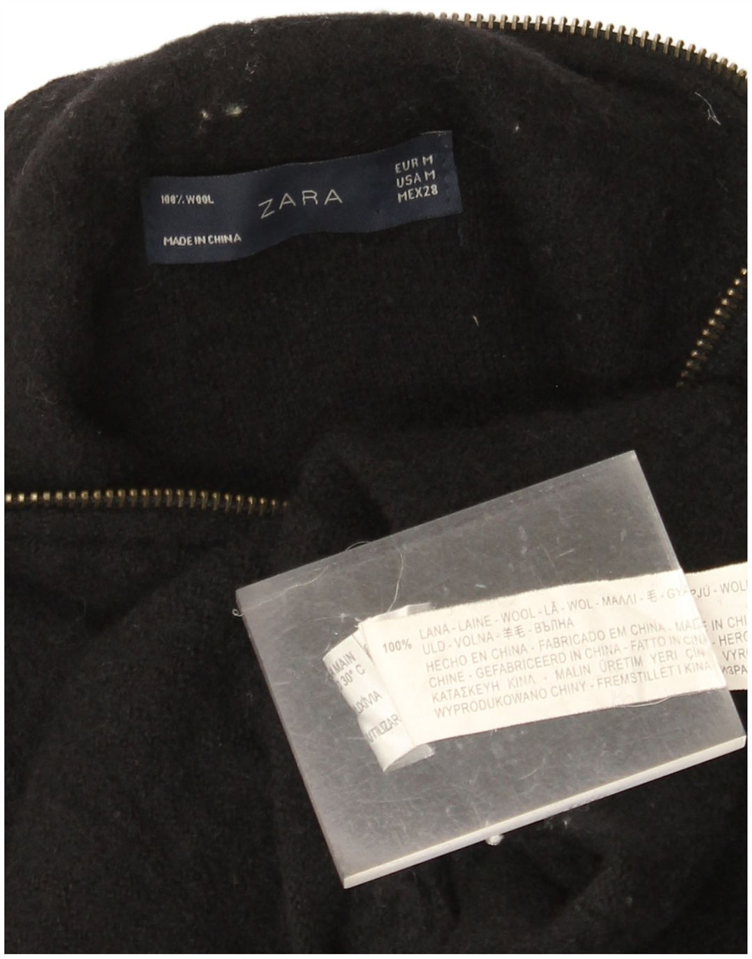 Sobretudo feminino ZARA UK 14 lã preta média