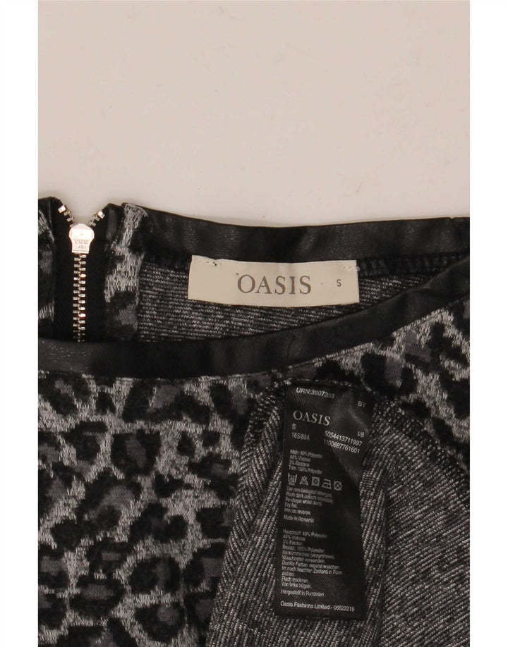 Túnica feminina Oasis manga 3/4 Reino Unido 10 poliéster estampado animal cinza pequeno