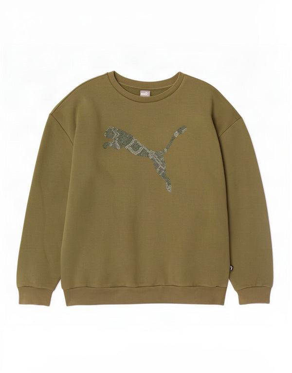 Puma Mens Graphic Moletom Jumper XL Algodão Cáqui