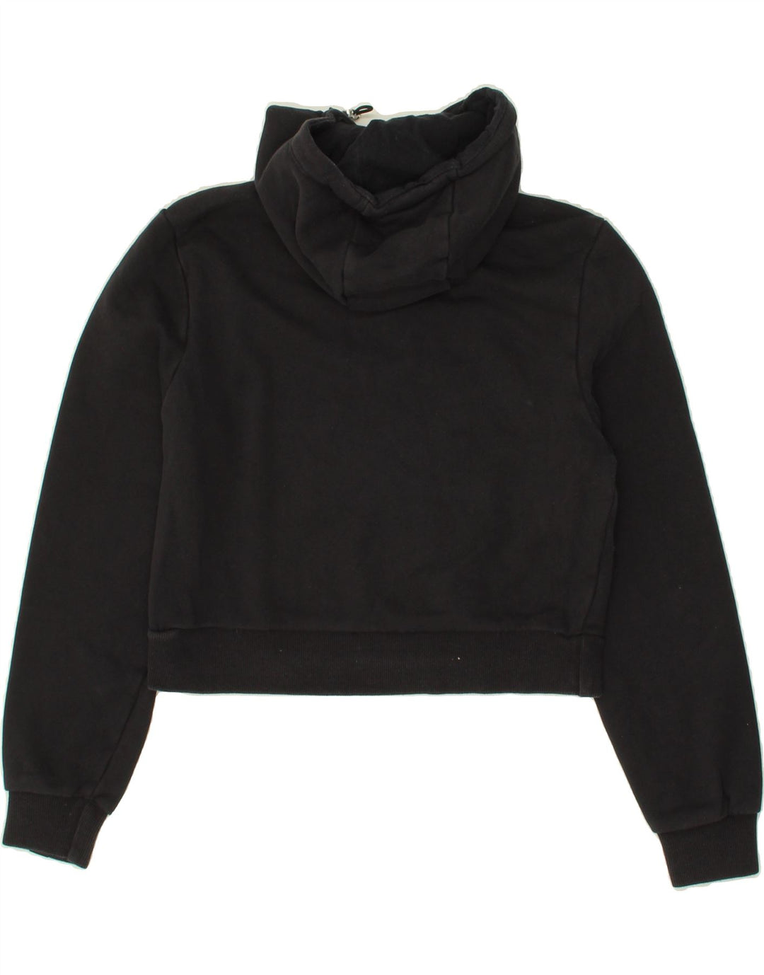 ELLESSE Womens Crop Zip Neck Hoodie Jumper UK 10 Small Black Cotton Vintage Ellesse and Second-Hand Ellesse from Messina Hembry 