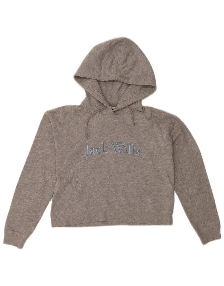 Suéter feminino com capuz JACK WILLS Reino Unido 8 pequeno algodão cinza