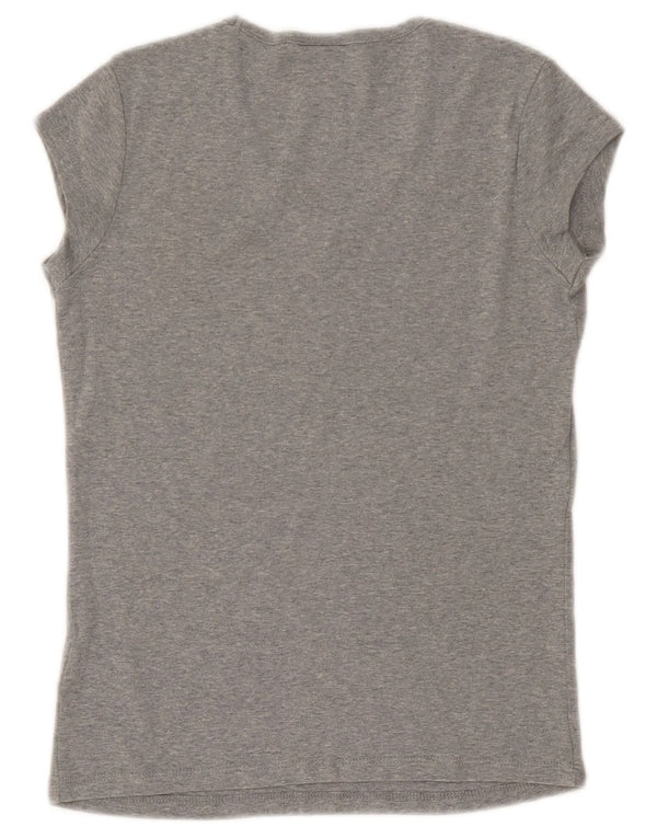 Camiseta feminina Nike UK 10/12 cinza médio manchado algodão