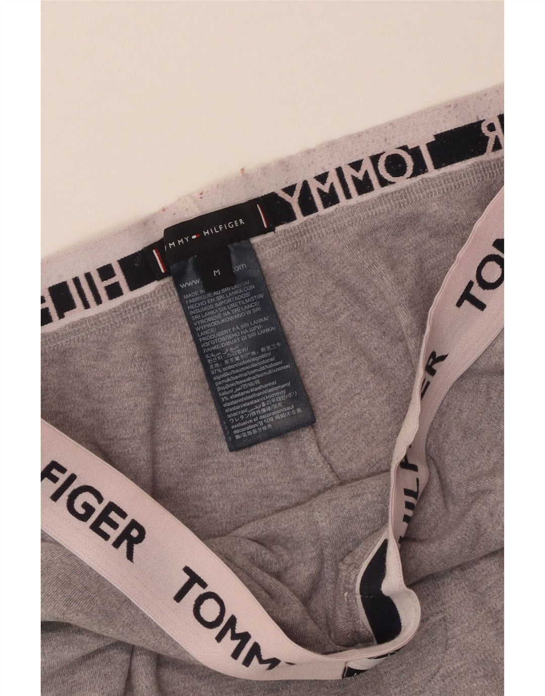 Tommy Hilfiger Mens Graphic Sport Shorts Médio Algodão Cinza