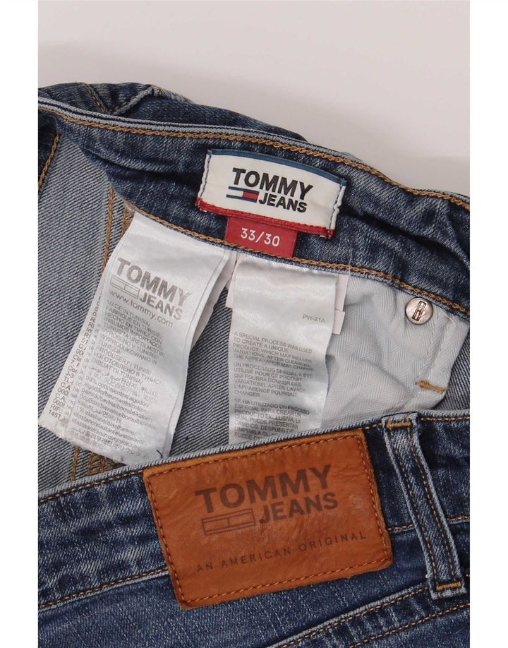 Jeans retos masculinos Tommy Hilfiger W33 L30 algodão azul