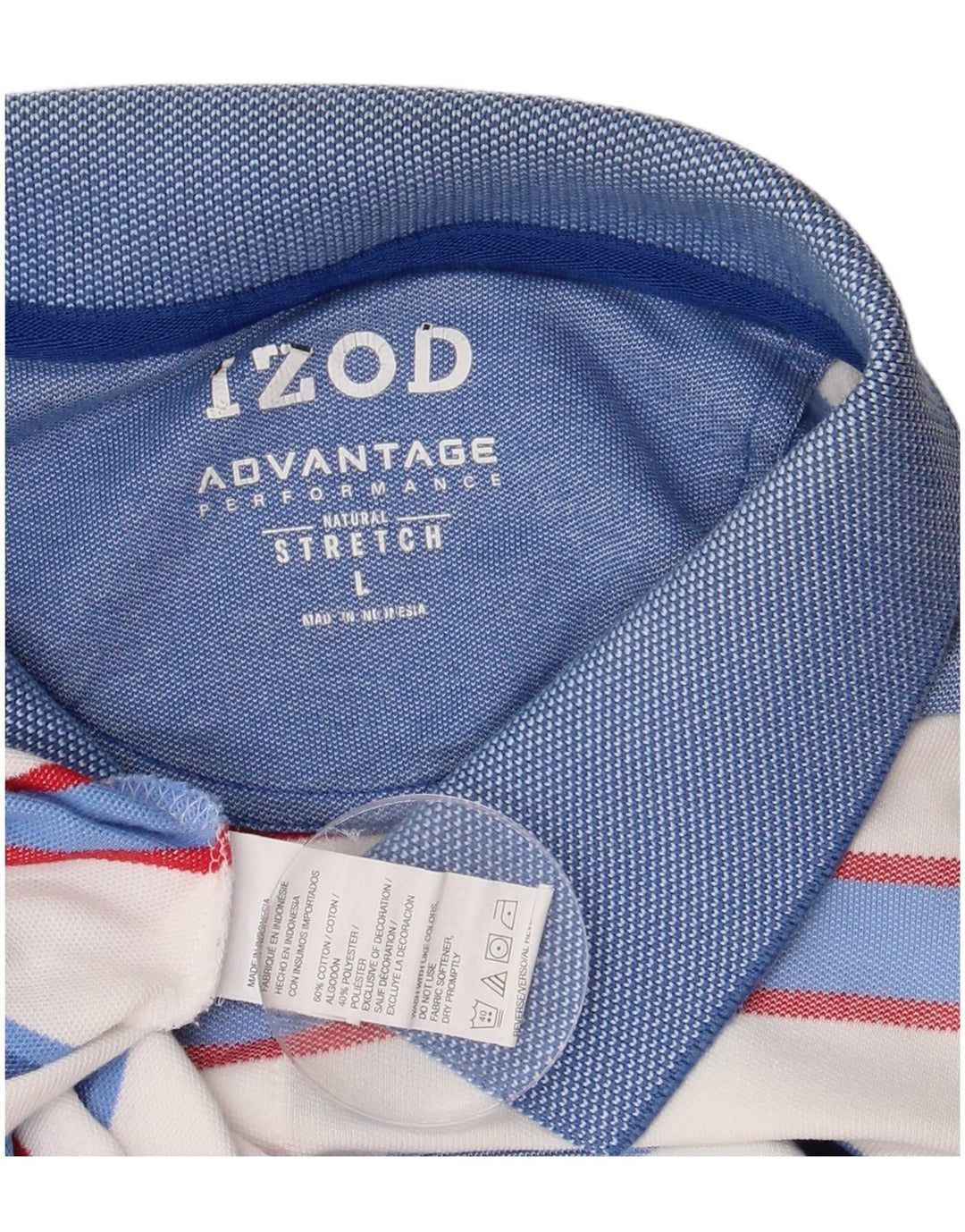 Camisa polo masculina Izod Stretch grande algodão listrado branco