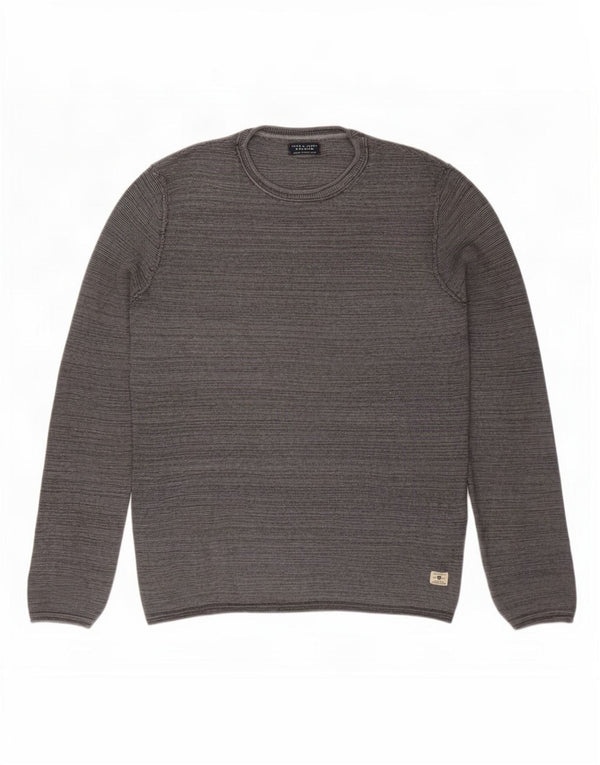 Suéter masculino Jack & Jones com gola redonda e algodão cinza pequeno
