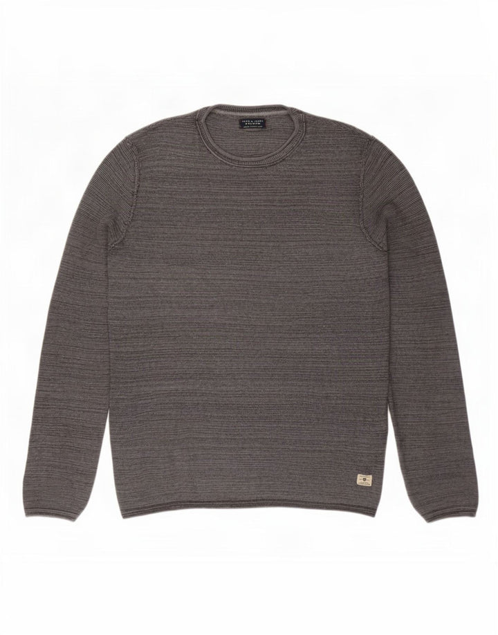 Suéter masculino Jack & Jones com gola redonda e algodão cinza pequeno