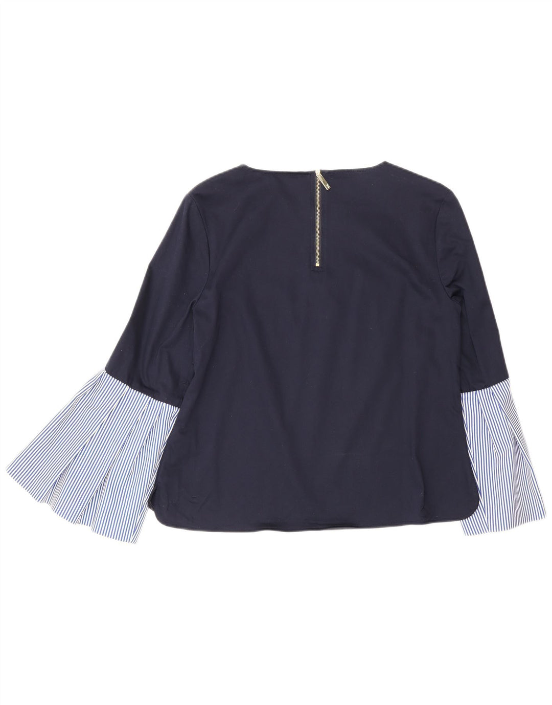 Blusa feminina Ted Baker manga 3/4 tamanho superior 3 médio azul marinho listrado