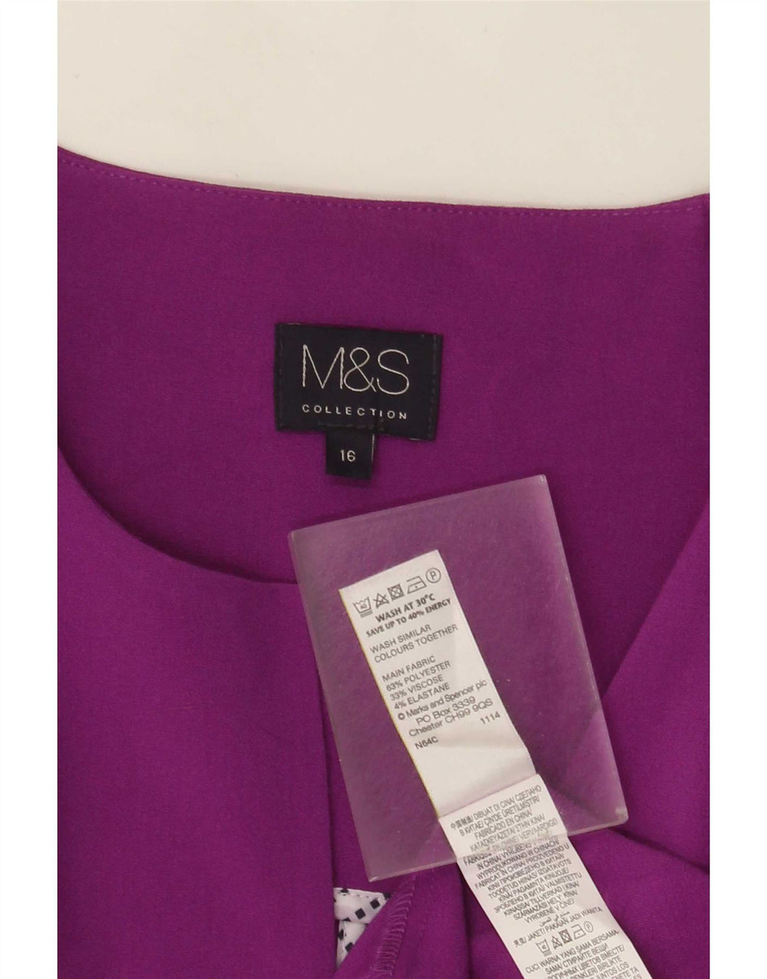 Jaqueta Blazer aberta feminina Marks & Spencer Reino Unido 16 grande poliéster roxo